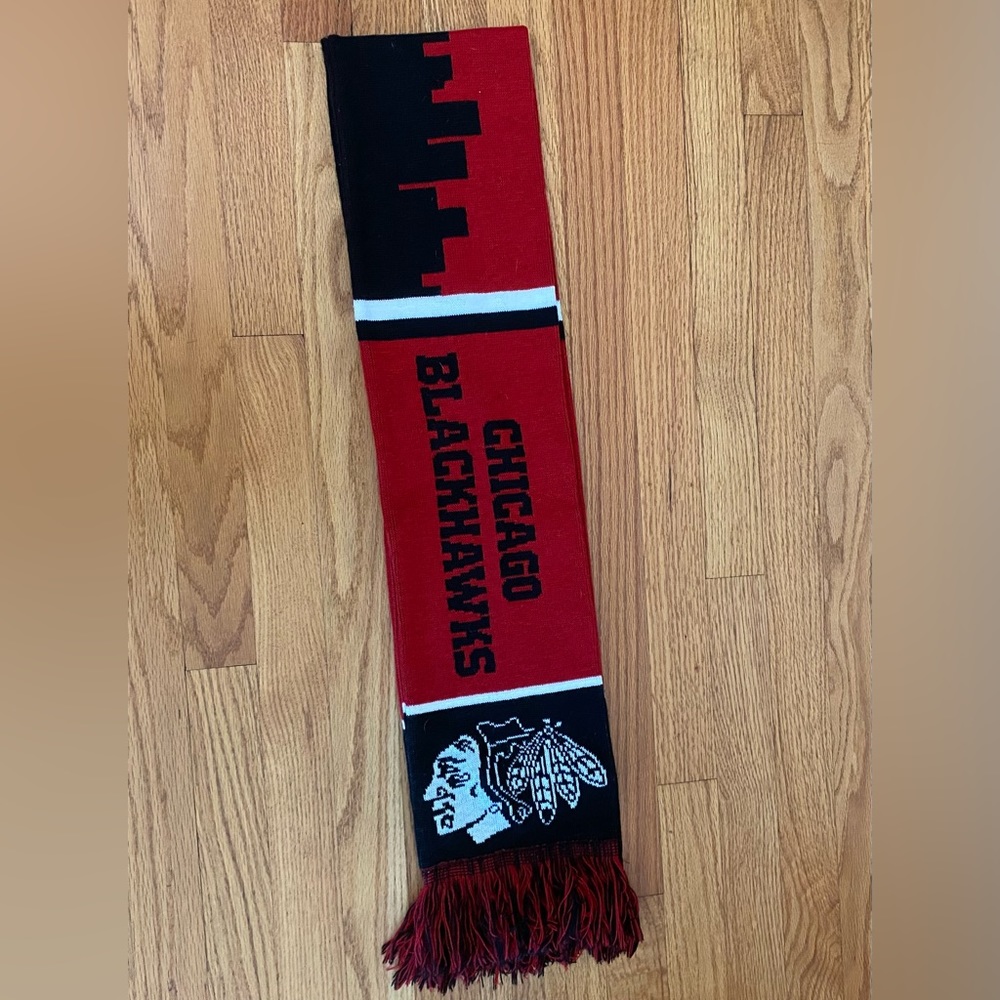 Chicago Blackhawks Scarf Adult One Size Red Black White Unbranded Hockey NHL - Picture 3 of 5